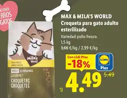 Lidl Max & Mila's World croqueta para gato adulto esterilizado oferta