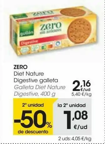 Eroski Zero galleta diet nature digestive, 400 g oferta