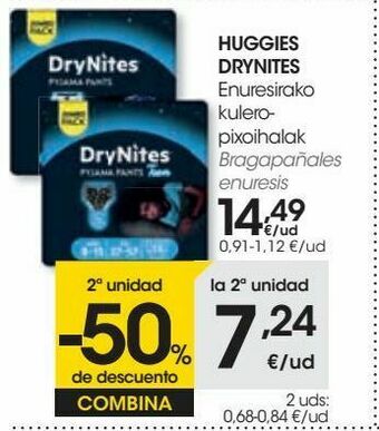 Eroski Huggies drynites bragapañales enuresis oferta