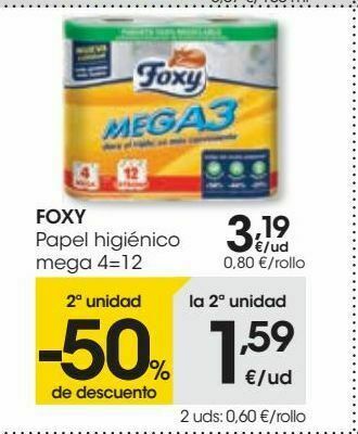 Eroski Foxy papel higiénico mega 4=12 oferta