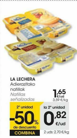 Eroski La lechera natillas señalizadas oferta