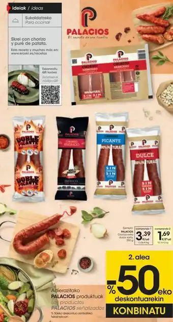 Eroski Palacios chorizo extra dulce sarta oferta