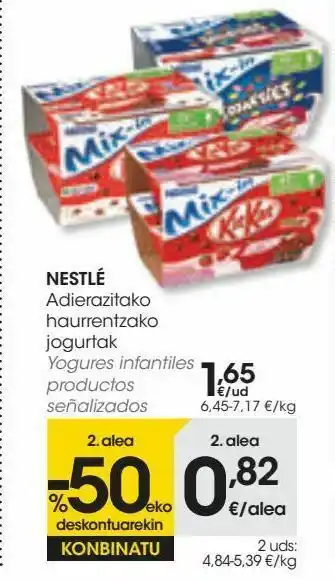 Eroski Nestlé yogures infantiles productos señalizados oferta