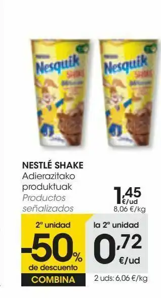 Eroski Nestlé shake productos señalizados oferta