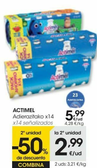 Eroski Actimel x14 señalizados oferta