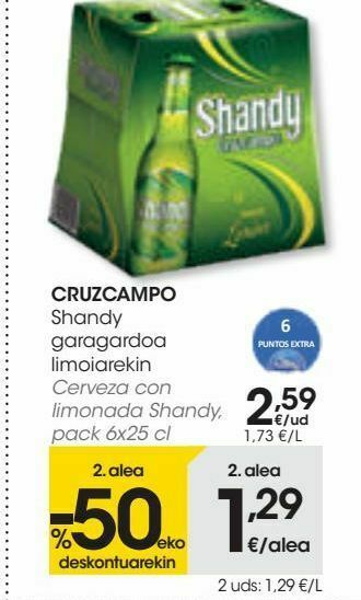 Eroski Cruzcampo cerveza con limonada shandy oferta