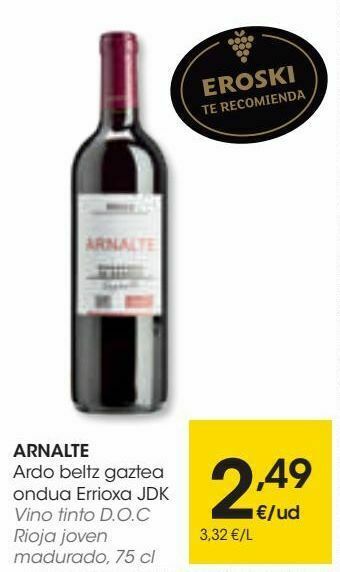 Eroski Arnalte vino tinto d.o.c rioja joven madurado oferta