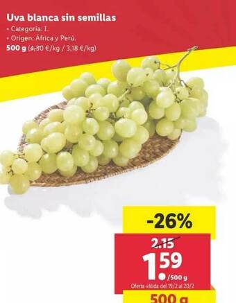 Lidl Uva Blanca Sin Semillas oferta