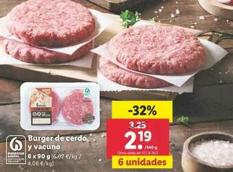Lidl Burger De Cerdo Y Vacuno oferta