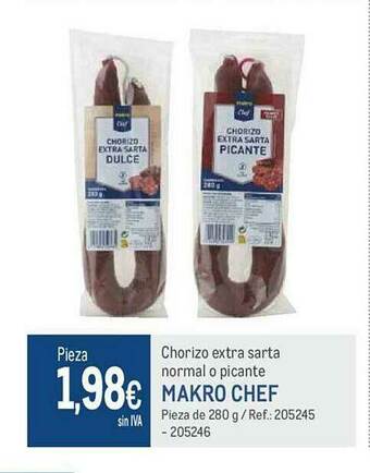 Makro Chorizo Extra Sarta Normal O Picante Makro Chef oferta