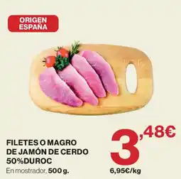 Hipercor Filetes o magro de jamón de cerdo 50% duroc oferta