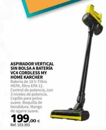 Coferdroza Aspirador Vertical Sin Bolsa A Batería Vc4 Cordless My Home Karcher oferta