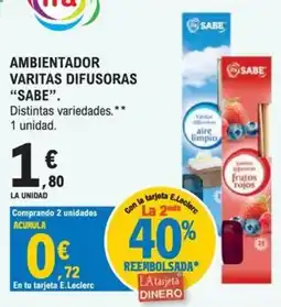 E.Leclerc Sabe ambientador varitas difusoras oferta