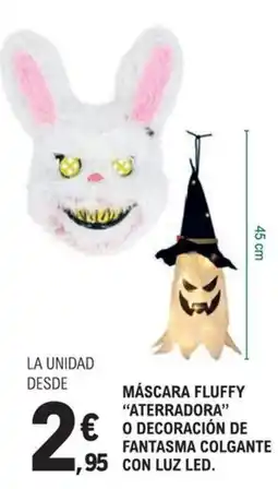 E.Leclerc Máscara Fluffy Aterradora O Decoración De Fantasma Colgante Con Luz Led oferta