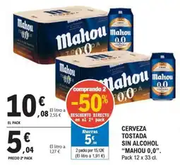E.Leclerc Mahou cerveza tostada sin alcohol oferta