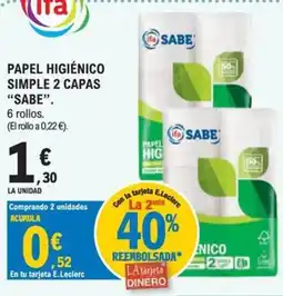 E.Leclerc ifa SABE papel higiénico simple 2 capas oferta
