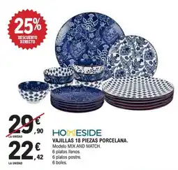 E.Leclerc Homeside vajillas 18 piezas porcelana oferta