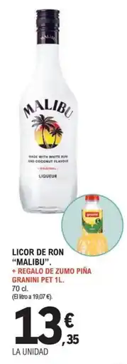 E.Leclerc Malibu licor de ron oferta