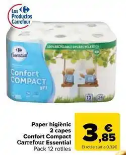 Carrefour Express Carrefour - paper higienic 2 capes confort compact essential oferta