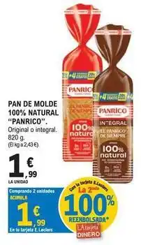 E.Leclerc Panrico - pan de molde 100% natural oferta