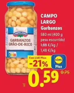 Lidl Campo largo - garbanzos oferta