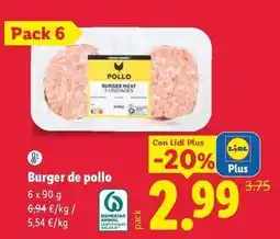 Lidl Burger de pollo oferta