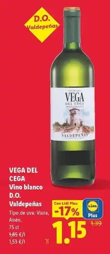 Lidl Vega del cega vino blanco d.o. valdepenas oferta