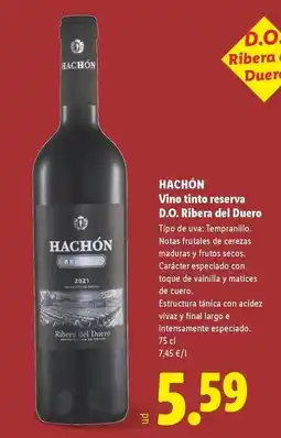 Lidl Hachon - vino tinto reserva d.o. ribera del duero oferta