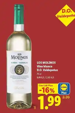 Lidl Los molinos - vino blanco d.o. valdepenas oferta