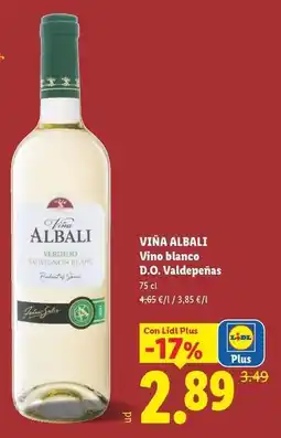 Lidl Viña albali - vino blanco d.o. valdepenas oferta