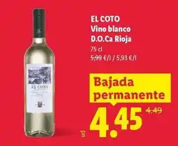 Lidl El coto - vino blanco d.o.ca rioja oferta