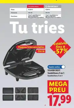 Lidl Silvercrest - sandwiches 3 en 1 oferta