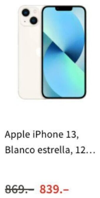 MediaMarkt Apple iPhone 13, Blanco estrella, 12 oferta