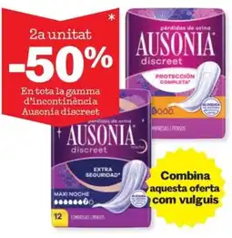 Sorli Ausonia discreet en tota la gamma d'incontinencia oferta