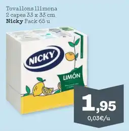 Sorli Nicky tovallons limona oferta