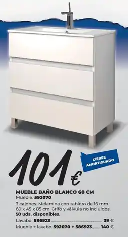 BigMat Mueble baño blanco 60 cm oferta