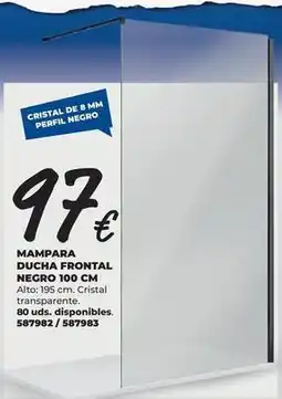 BigMat Cristal - mampara ducha frontal negro 100 cm oferta