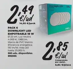 BigMat Pvc - pack 6 downlight led empotrable 18 w oferta