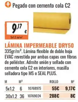 Obramat Lamina impermeable dry50 oferta