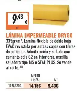 Obramat lámina impermeable dry50 oferta
