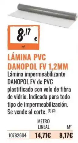 Obramat Danopol fv lámina pvc 1,2mm oferta