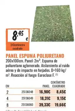 Obramat Panel espuma poliuretano oferta
