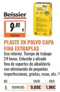 Obramat Beissier plaste en polvo capa fina extraplas oferta