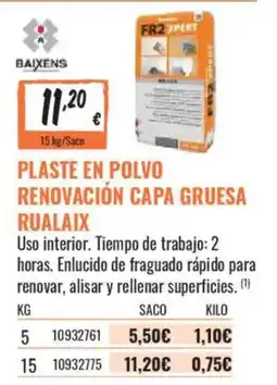 Obramat Baixens plaste en polvo renovación capa gruesa rualaix oferta