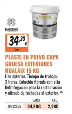 Obramat Baixens plaste en polvo capa gruesa exteriores rualaix 15 kg oferta