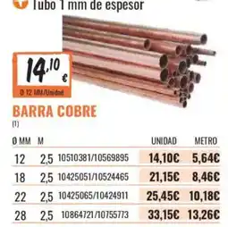 Obramat Barra cobre oferta