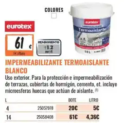 Obramat eurotex impermeabilizante termoaislante blanco oferta
