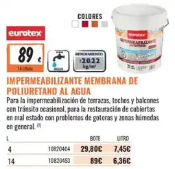 Obramat eurotex impermeabilizante membrana de poliuretano al agua oferta