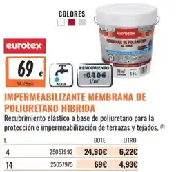 Obramat eurotex impermeabilizante membrana de poliuretano hibrida oferta