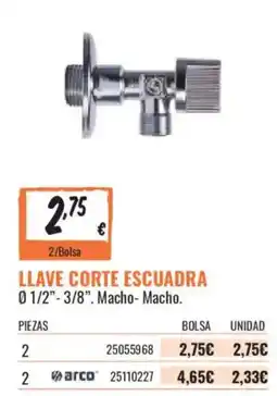 Obramat arco llave corte escuadra oferta